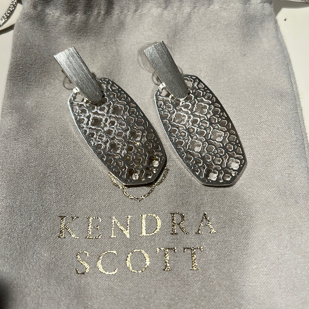 Kendra Scott statement filigree earrings in silver